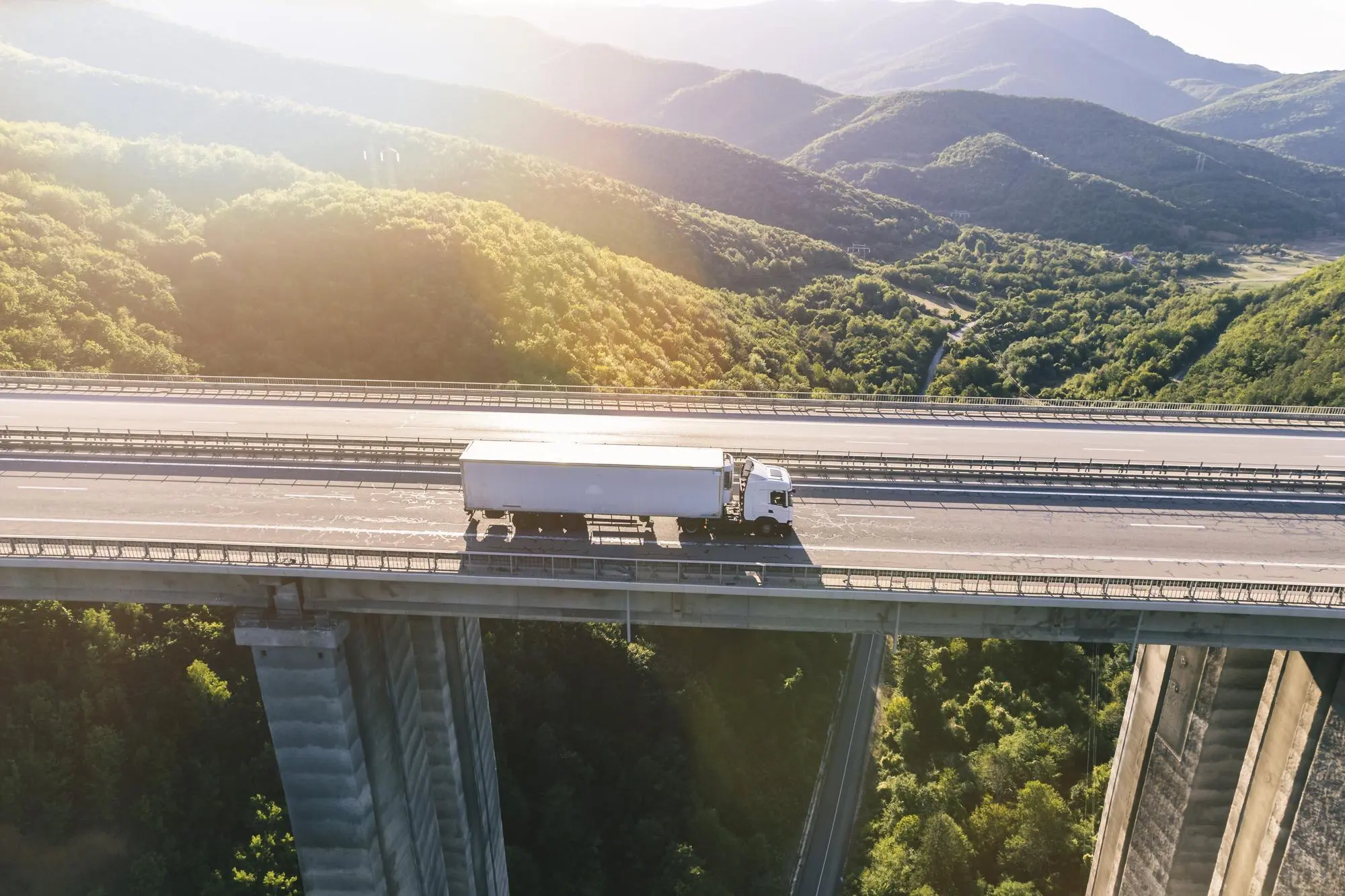 Freight transport truck on highway
